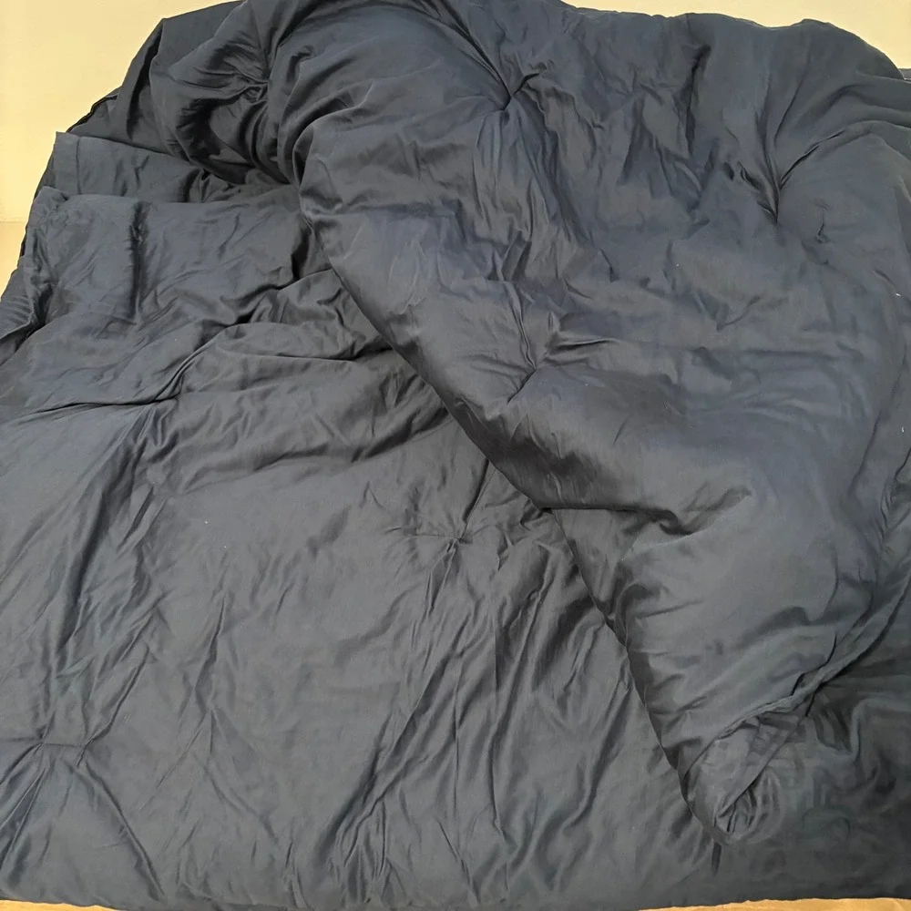 Liz Claiborne Navy‎ Blue Geometric Labyrinth Cotton Comforter 90x96 Full Queen